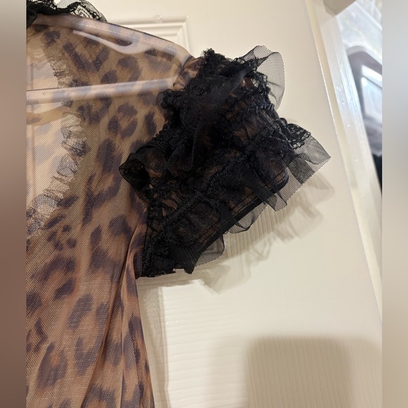 Leopard Print Sheer Lace Trim Robe Trashy Lingerie - Picture 4 of 6